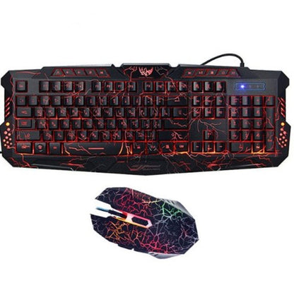 J10 tricolor backlight wired gaming keyboard set colorful luminous gaming mouse