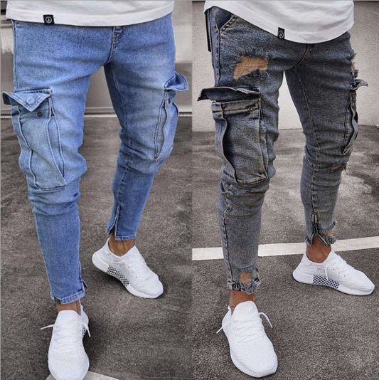 Cargo Hole Denim Jeans Men 