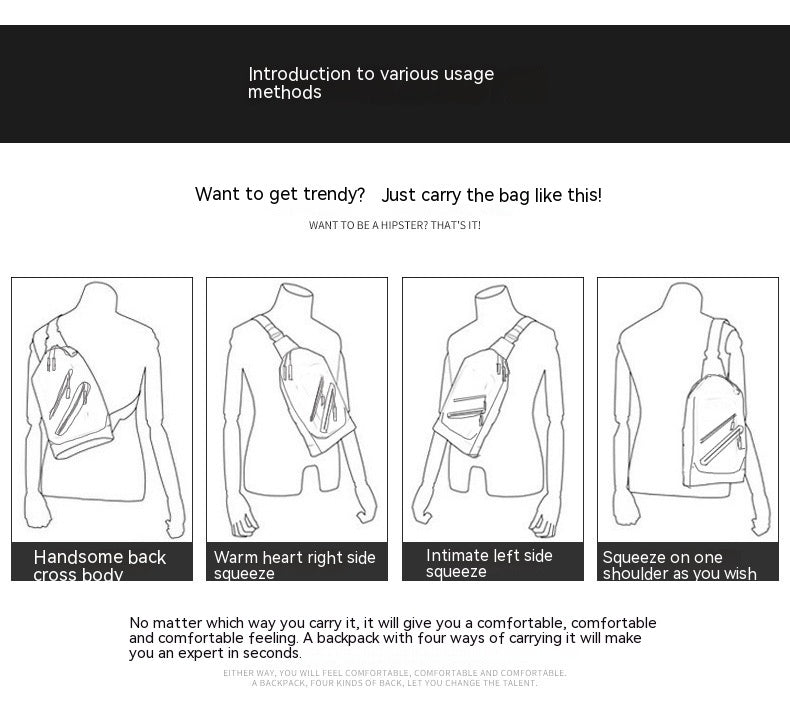 Bolso bandolera pequeño con remaches de calle para hombre