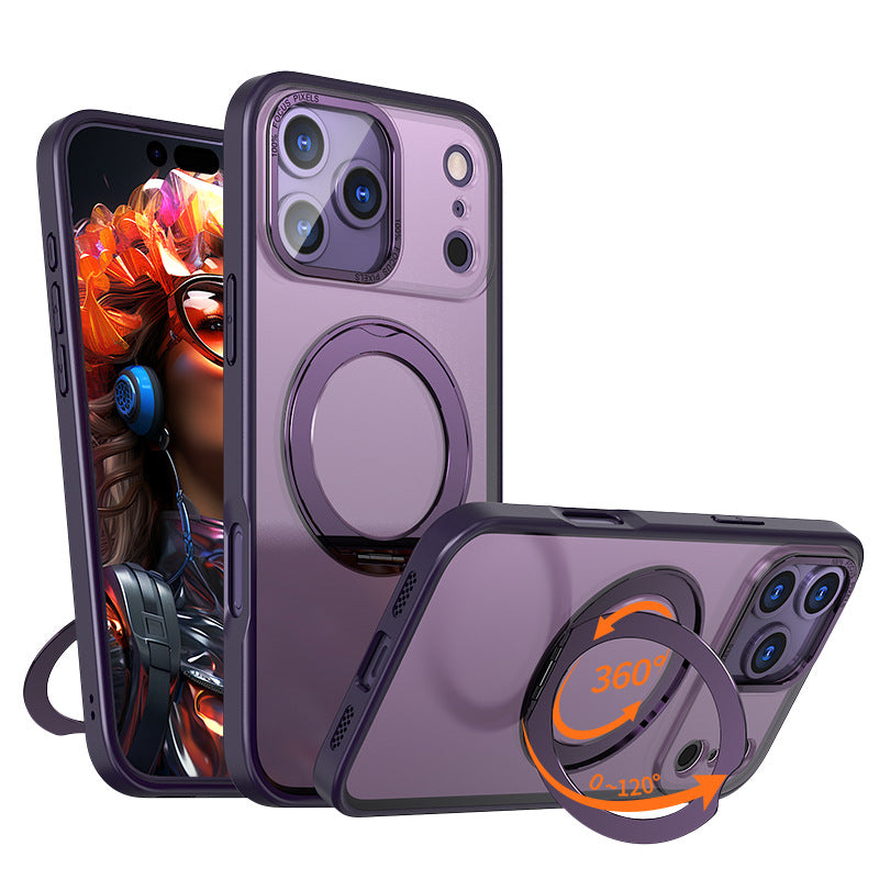 Funda para teléfono Pivot en color naranja con soporte magnético giratorio de 360 ​​grados y acabado mate similar a la piel.