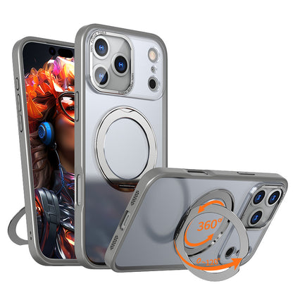 Funda para teléfono Pivot en color naranja con soporte magnético giratorio de 360 ​​grados y acabado mate similar a la piel.