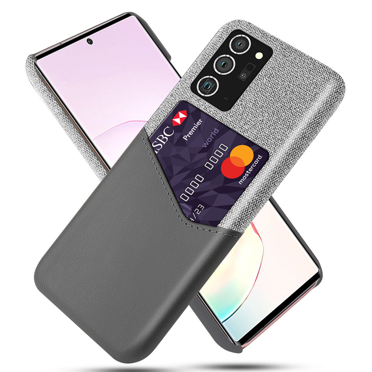 Funda de cuero protectora para teléfono móvil con patrón de tela y una sola tarjeta