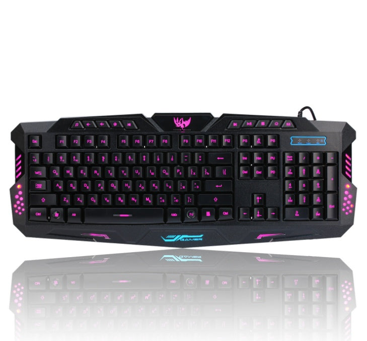 J10 tricolor backlight wired gaming keyboard set colorful luminous gaming mouse