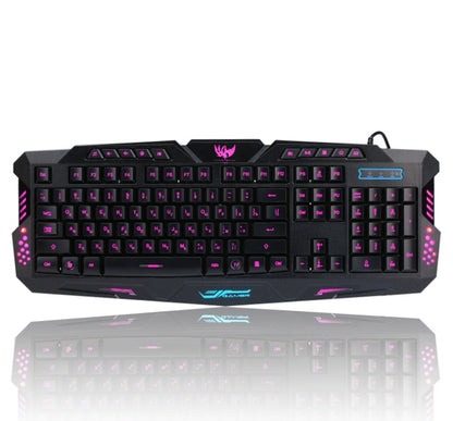 J10 tricolor backlight wired gaming keyboard set colorful luminous gaming mouse