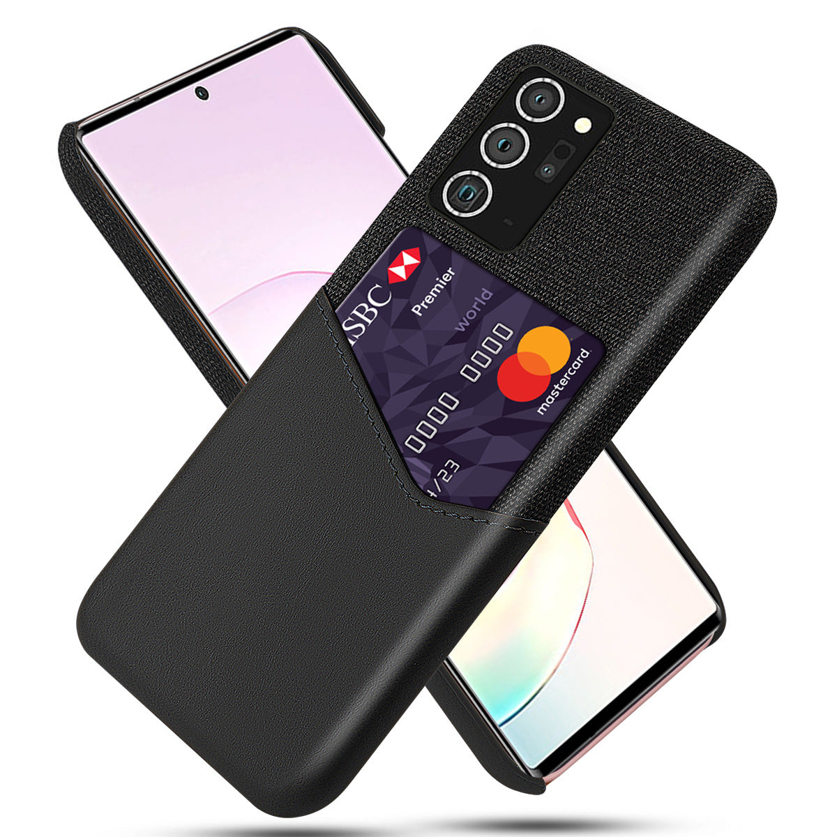 Funda de cuero protectora para teléfono móvil con patrón de tela y una sola tarjeta