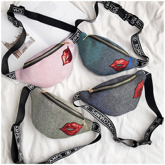 New Luxury Brand Bling Glitter Women Girls Waist Chest Bag