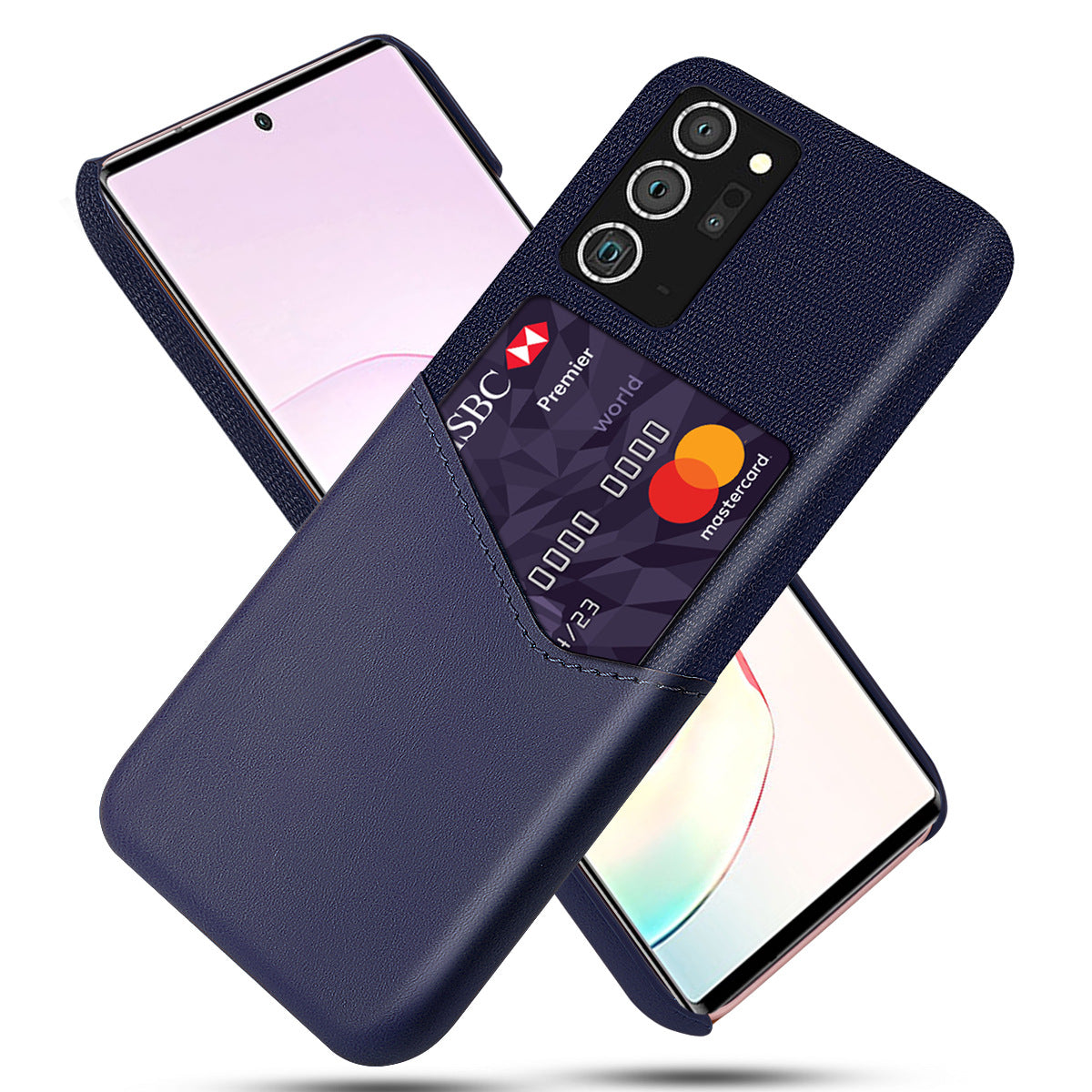 Funda de cuero protectora para teléfono móvil con patrón de tela y una sola tarjeta