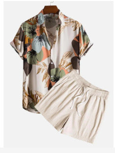 Men's Casual Printing Short Sleeve Shirt Hawaii Suit