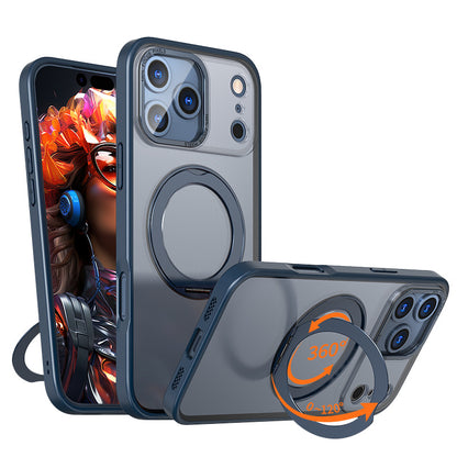 Funda para teléfono Pivot en color naranja con soporte magnético giratorio de 360 ​​grados y acabado mate similar a la piel.