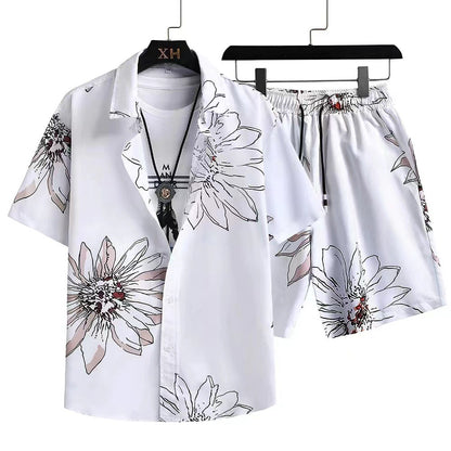 Men's Casual Printing Short Sleeve Shirt Hawaii Suit