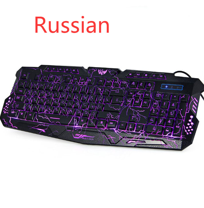 J10 tricolor backlight wired gaming keyboard set colorful luminous gaming mouse