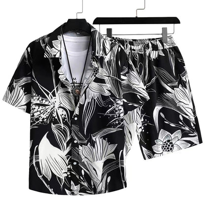 Men's Casual Printing Short Sleeve Shirt Hawaii Suit